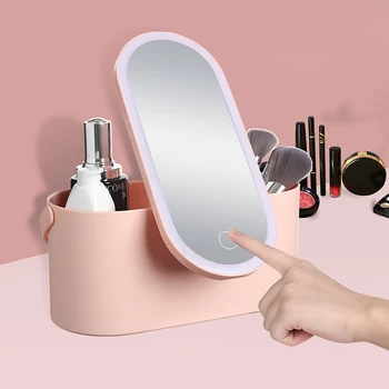 Trusa de machiaj Portabil Femei de Călătorie Face Saci de Cosmetice Organizator Cutie cu Lumini LED Oglinda articole de Toaletă Organizator Caz
