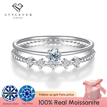 Stylever Moissanite Inele Set pentru Femei Solitaire Lux Diamant Inel Argint 925 Logodnă, Aniversare Bijuterii Fine