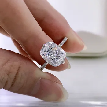Pernite 8*10mm Moissanite Inel cu Diamant de 100% Real argint 925 Petrecere trupa Nunta Inele pentru Femei Logodna Bijuterii