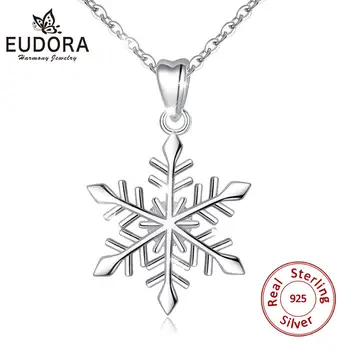 Eudora argint 925 Prima Zăpadă Colier Pandantiv Floare de Zapada Farmecul Femeilor romantice Bijuterii 2020 Anul Nou Cadou de Ziua D172