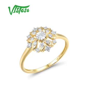 VISTOSO Reale 14K 585 Alb/Aur Galben Pentru Femei Iluzie-Set Miracol Placă Diamant Floare Delicata Cadou de Nunta Bijuterii Fine