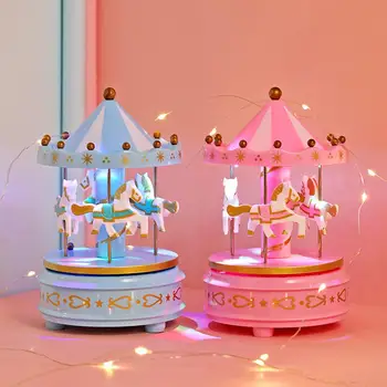 Merry-Go-Round Cutii Muzicale Cu Lumini Carusel Cutie De Cadou De Ziua De Nastere Copil De Cameră Decor Carusel Muzical De Cameră Decor