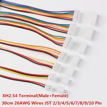 10Sets JST XH2.54 XH 2.54 mm 30cm Lungime cablu 26AWG Cablu Conector 2/3/4/5/6/7/8/9/10/Pin Pitch de sex Masculin și de sex Feminin Priza