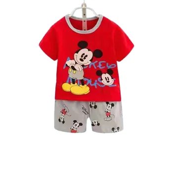 2022 Desene animate Disney Haine Mickey Mouse Baby Boy Haine de Vară moale confortabil tricou+pantaloni scurti Baby Girl Haine Casual Seturi