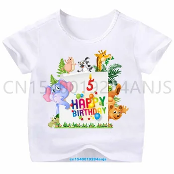Băiat Fată Numărul de Desene animate de Animale de Partid Ziua de nastere Număr de Imprimare T-shirt Copii Ziua de nastere Drăguț T-shirt Cadou Amuzant T-shirt