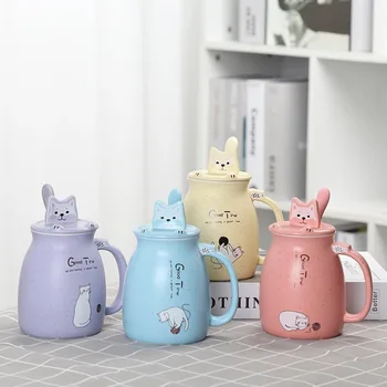 Casa de creație multifuncțională ceramice capac pisica cana cana de cafea de desene animate drăguț set amuzant de cafea cesti de cafea drăguț cani si cesti