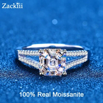 2Ct Moissanite Asscher Tăiat Inele de Logodna pentru Femei 18K Aur Galben Moissanite Nunta de Diamant Inel din Argint Bijuterii