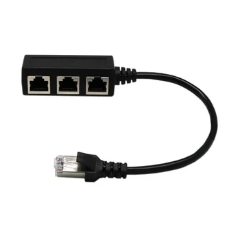 Rețea Rj45 Splitter Adaptor 1 De Sex Masculin La Feminin 3 Porturi Lan Conector Ethernet Plug Cablu Convertor Extensie Terminal En-Gros