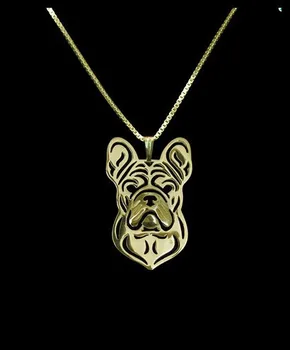 1BUC picătură navă de Vară de moda Boho Chic bulldog francez colier Clasic câine pandantiv de aur placat cu două culori