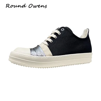 Runda Owens Canvas Low Top Ro Mascat Încrețită Bandaj Gros Unic Dantela-Up Plat Bărbați Femei Adidași Pantofi Casual Formatori De Lux