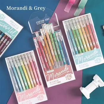 9 Culori Morandi Gel Colorate Set Pix 0.5 mm Gel Ink Pen Microni Punctul de Amendă Penna Gel Drăguț Rechizite de Birou Minge Punct Stilou