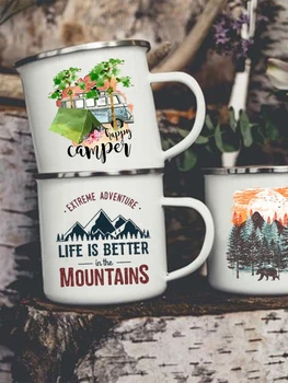Aventura Pădure De Munte Print Email Creative Cafea, Apa, Lapte Cupe De Camping Cani Ocupa Drinkware Foc De Tabara Camper Cana Cadouri