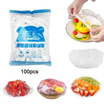 100buc Alimente de Unică folosință Acoperi Folie de Plastic pentru Fructe Castron Cupa Capac Elastic Capace Sac de Bucatarie Acasă Proaspete Păstrarea Depozitare Saver