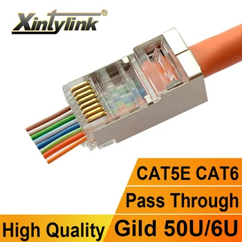 xintylink rj45 cat6 conector pentru SFTP, FTP, STP ethernet cu mufă de cablu cat5 cat5e rg rețea rj 45 cat 6 de metal ecranat jack lan 50U/6U