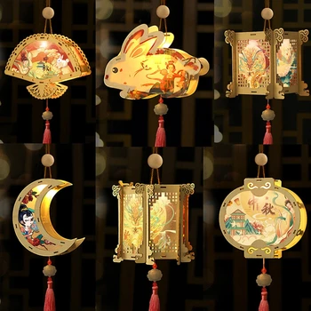 Chineză Mid-autumn Festival Tradițional pentru Copii lucrate Manual DIY Material Sac Portabil Led Felinar de Epocă Lampa 87HA