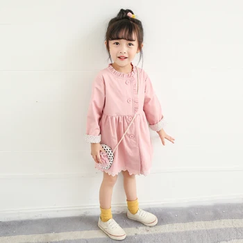 Fetițe de primăvară de toamnă canadiană 2021 nou galben, roz pentru copii coreean dantela haină lungă copil printesa rochie haina 2-7 Y