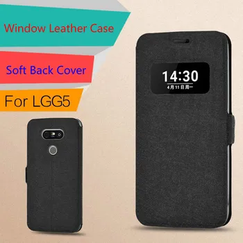 Flip Fereastra Cover pentru LG G5 Caz de Matase de Lux din Piele de Caz pentru LG G5 H830 VS987 H820 Caz de Telefon Coque pentru G5 Capacul suportului Fundas