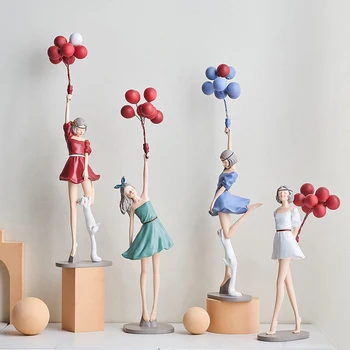 Nordic Acasă Decor Creativ Rășină Balon Fata Sculptura Desktop Ornament De Artă Modernă Figurina Living Fată Decor Dormitor