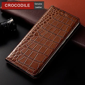 Crocodil Veritabil Caz de Piele Pentru XiaoMi Poco F1 F2 F3 F4 M2 M3 M4 X4 Pro GT NFC 5G Magnetic Flip din Piele Acoperi