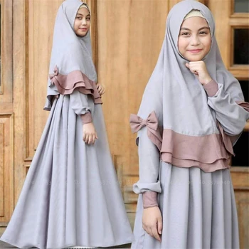 Abaya Copii Musulmani Rochie Fete Copii Dubai Caftan Haine Islamice Ramadan Kimono Jubba Orientul Mijlociu Eșarfă Moda Streetwear