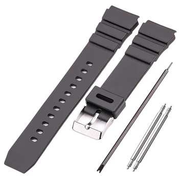 Uita-te la Banda Curea Pentru Casio Sport Negru Scufundări Watchband 18 20 22 mm Barbati Bratara de Silicon Cu Argint din Oțel Inoxidabil Pin Cataramă