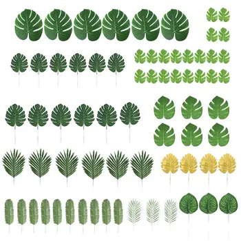 70pcs 10 Tipuri Artificiale Palm Plante Faux Tropicale cu Frunze de Palmier Imitație Ferigi Decoratiuni Pentru Casa Decoratiuni de Nunta Petrecere