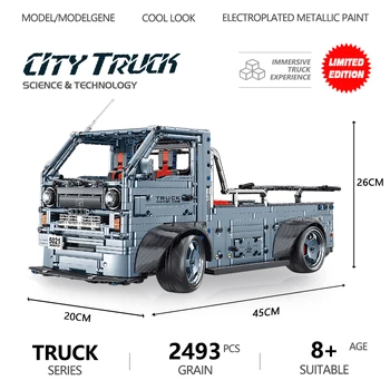 Tehnice City Truck 1:10 Blocuri Caramizi T5021 Argint Placare City Model de Camion MOC Creative Jucarii Pentru Baieti Cadouri pentru Copii