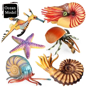 Simulare Marine Preistorice De Viață Mare Animal Steaua De Mare Hippocampus Nautilus Cifrele De Acțiune Pustnic Crab Figurine Jucarii Copii Cadouri