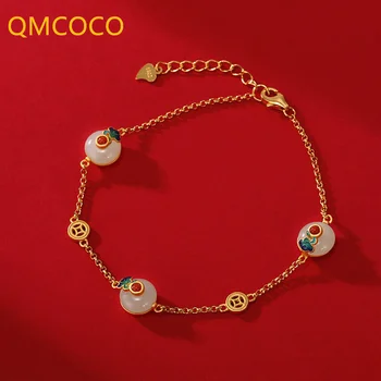 QMCOCO Clasic de Culoare de Aur de Design Bratara din argint cu Pandantiv Brățară Stil Etnic Pentru Femeie Delicatețe Cadouri Bijuterii