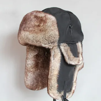 Iarna bomber pălărie Pentru Bărbați faux blana rusă caciula ushanka Gros de Cald capac cu ureche-lambouri
