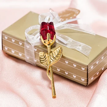 Ziua îndrăgostiților Cadou Sticla de Cristal Floare Trandafir in Cutie Mini pentru Totdeauna Aur Roșu Artificiale de Trandafir pentru Iubita, Cadou de Nunta pentru Oaspeti