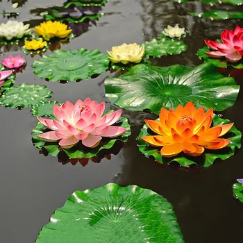 1 BUC 18cm Reali Atinge Artificiale Floare de Lotus Spuma Flori de Lotus nufar Plutitor Piscină Plante Nunta Decoratiuni de Gradina