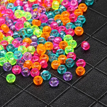 Acrilic Transparent de Amestecare de Culoare Margele Rotunde Gaura Mare Distanțier Plastic cu Margele DIY Accesorii de Îmbrăcăminte Brățară Bijuterii
