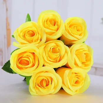 De înaltă Calitate (10buc/lot) Romantic Artificiale de Trandafir Galben Floare de BRICOLAJ Catifea de Mătase cu Flori pentru Petrecerea Acasă Nunta Decor de Vacanță