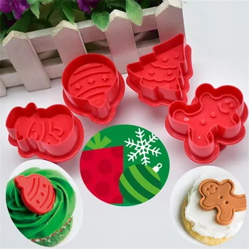 4buc Pomul de Crăciun turtă dulce Om Mucegai 3D DIY Timbru Cookie Cutter Mucegai de Copt Casa de turtă dulce de Crăciun Tăietori Cookie