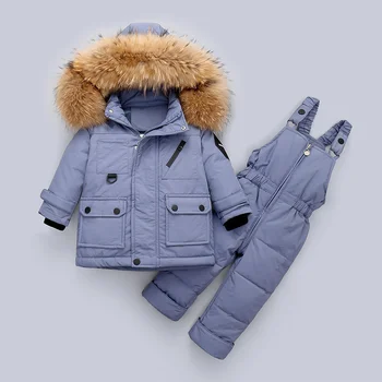 -30 de grade Baieti Iarna cald în jos jacheta Salopeta Fete Haine copii Haine Set 2 buc Copilul se Ingroase Salopete Snowsuit