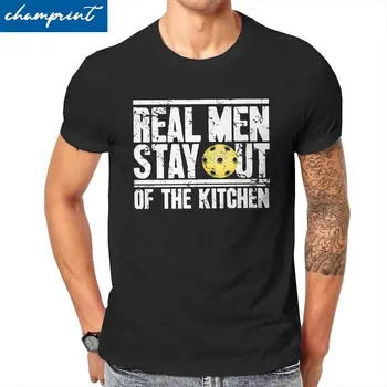 Bărbații Adevărați Rămân Afară Din Bucătărie Pickleball Barbati Tricou Vintage Teuri Maneci Scurte Rotund Gat T-Shirt Bumbac Dimensiuni Mari Topuri