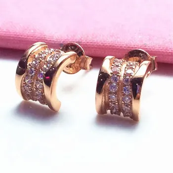 585 Violet Placat cu Aur de 14K Aur Incrustate cu Cristale Jumătate de Arc Stud cercei pentru femeile glamour romantic știfturi de ureche bijuterii