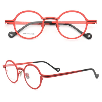 Femei Rotund rama ochelari pentru bărbați ochelari cadru Full Rim Titan Pur Lumina 2022 Moda punte Dublă Optic Rame de Ochelari