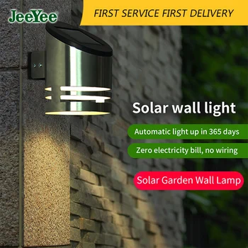 JEEYEE Lampa Solara LED Exterior de Perete de Lumină Otel Inoxidabil rezistent la apă Alimentat cu energie Solară a Soarelui Lumină pe Stradă pentru Decor Gradina