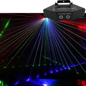 Noi de vânzare Fierbinte Etapa LED Lumină roșie, verde și albastru Șase Ochi de Scanare cu Laser de Lumină KTV Cameră Plină de Culoare Lumini Laser bar discuri flash