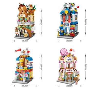 Loz Mini Diamond Bloc City Street View Casa De Bomboane De Nuci Magazin Toyshop Sala De Joc Cărămizi De Jucărie De Învățământ Pentru Copii Cadouri