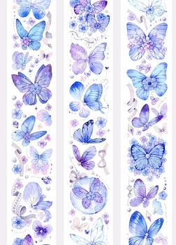 10 Pătrat Albastru Frumos Fluture Violet Banda PET Lucioase