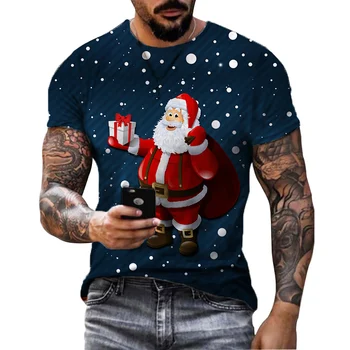 Noi de Crăciun pentru Bărbați Tricou de Imprimare 3D Amuzant Cosplay Moș Crăciun de Moda Haine de Vacanță de Crăciun Tricou de Anul Nou Haine