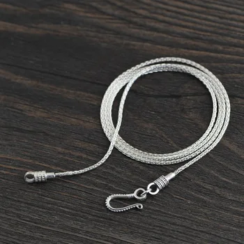 BOCAI Nou 100% pur S925 argint bijuterii moda retro împletit bici lanț detașabil design simplu Bărbat și Femeie colier