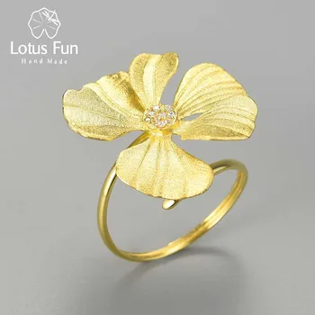 Lotus Distractiv Elegant Argint 925 Placat Reglabil Mari Bujor Inele de Flori pentru Femei 2022 Cadou de Crăciun Declarație de Bijuterii