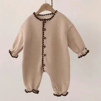 Fetiță de Epocă Romper Japonia Stil de Sugari Moale de Bumbac, cu Maneci Lungi Salopeta Nou-născut Pijamale Copii Casual, Haine de Acasă 0-24m