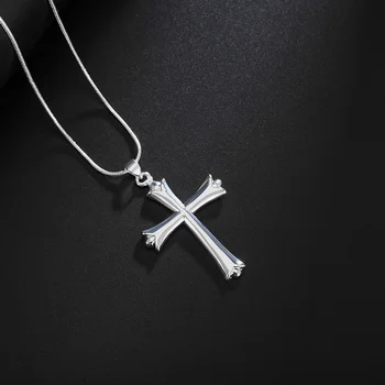 Fierbinte 925 Ștampilată de Argint Clasic crucea Pandantiv Colier Pentru Femei, accesorii de nunta, petrecere de lux Bijuterii moda cadouri