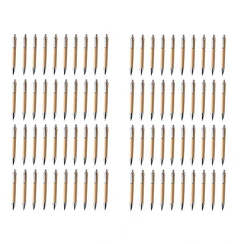 80 Buc Pix Set De Bambus Și Lemn Instrumente De Scris, 40 Buc Negru De Cerneală & 40 Buc Albastru Cerneală