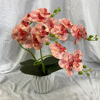 2 Ramură Cu Frunze De Orhidee Artificiale Flori Phalaenopsis Fals Plantă De Ghiveci, Flori De Nunta Interior Acasă Decory Aranjament Prop